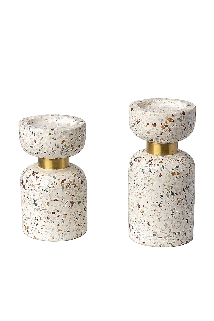 White Terrazzo Candle Holder Set by H2H at Pernia's Pop Up Shop