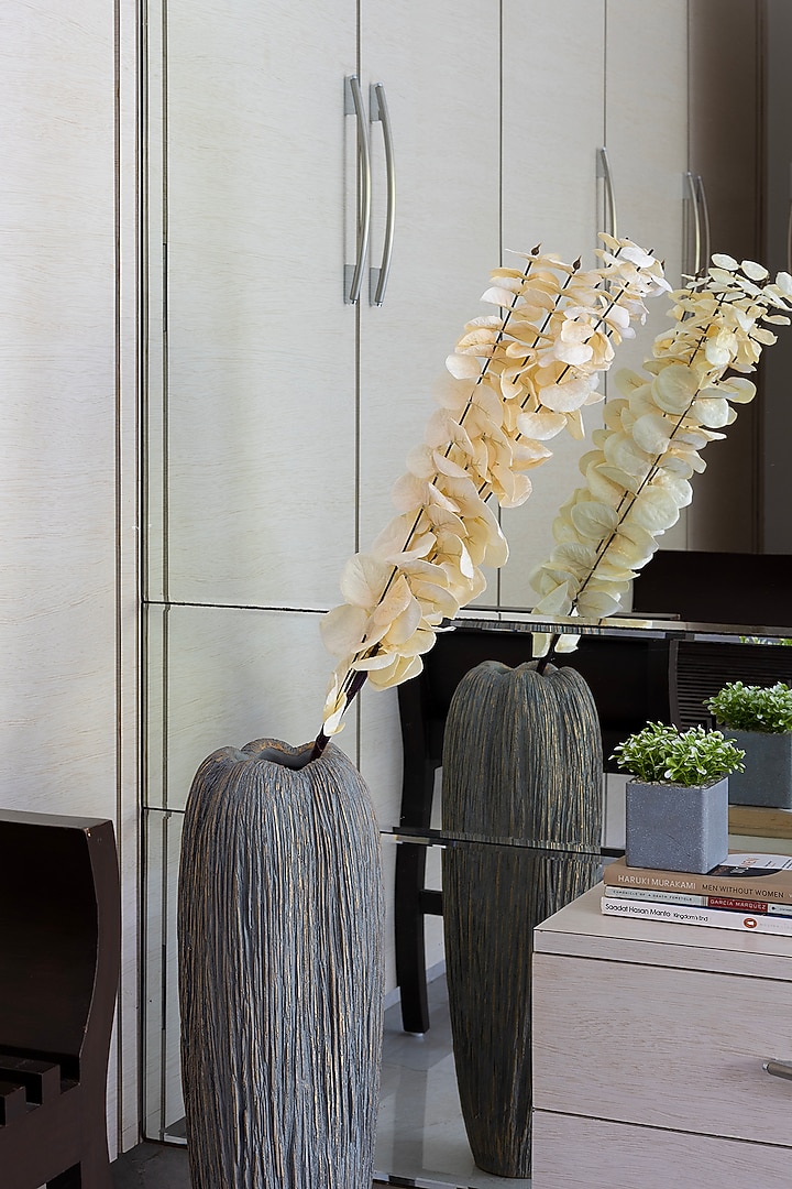 White Polyester Eucalyptus Flower Stems (Set of 2) by H2H at Pernia's Pop Up Shop