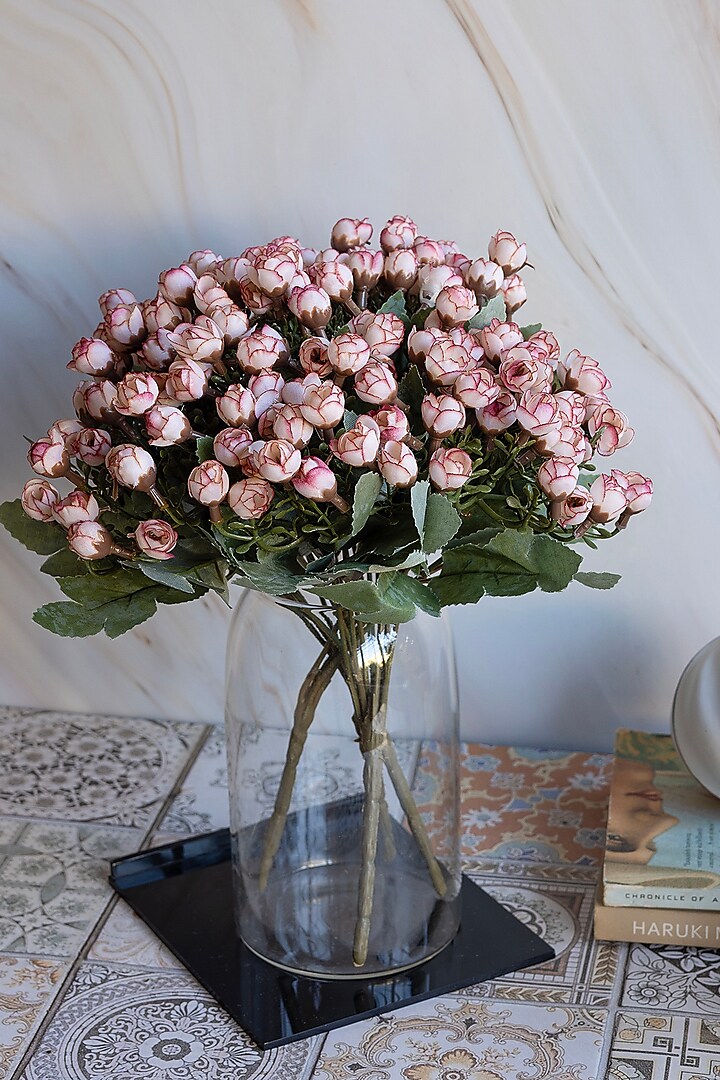 Light Pink Polyester Artificial Miniature Bud Rose Bunches (Set of 2) by H2H