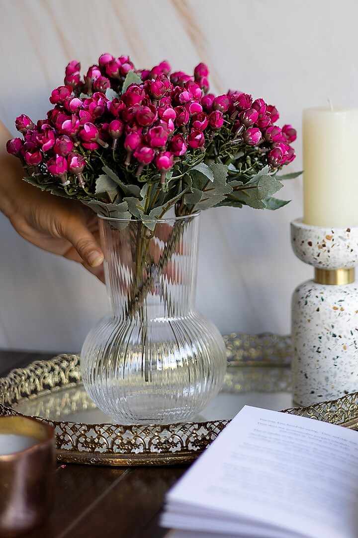 Dark Pink Polyester Artificial Miniature Bud Rose Bunches (Set of 2) by H2H at Pernia's Pop Up Shop