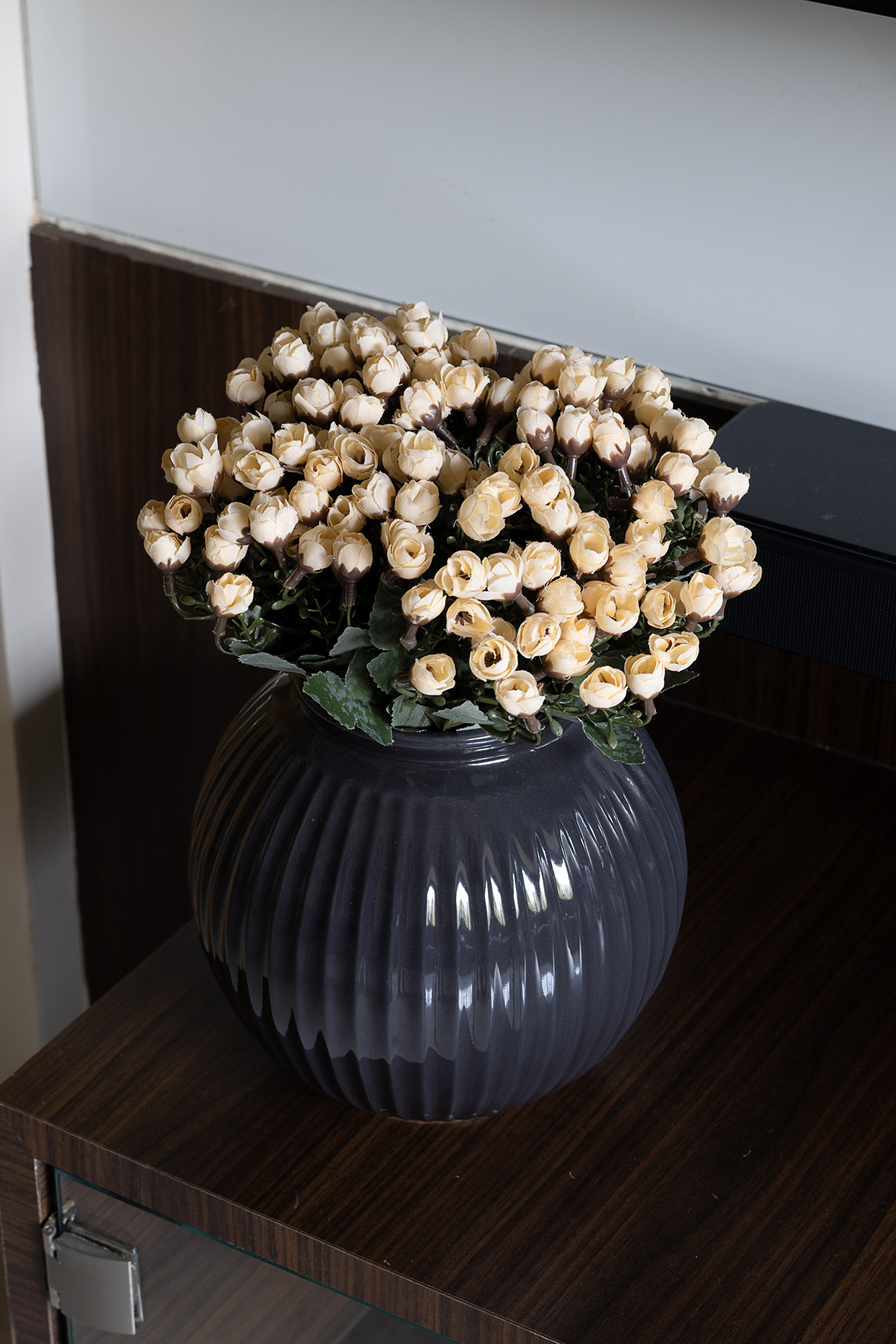 Peach Polyester Artificial Miniature Bud Rose Bunches (Set of 2) by H2H at Pernia's Pop Up Shop