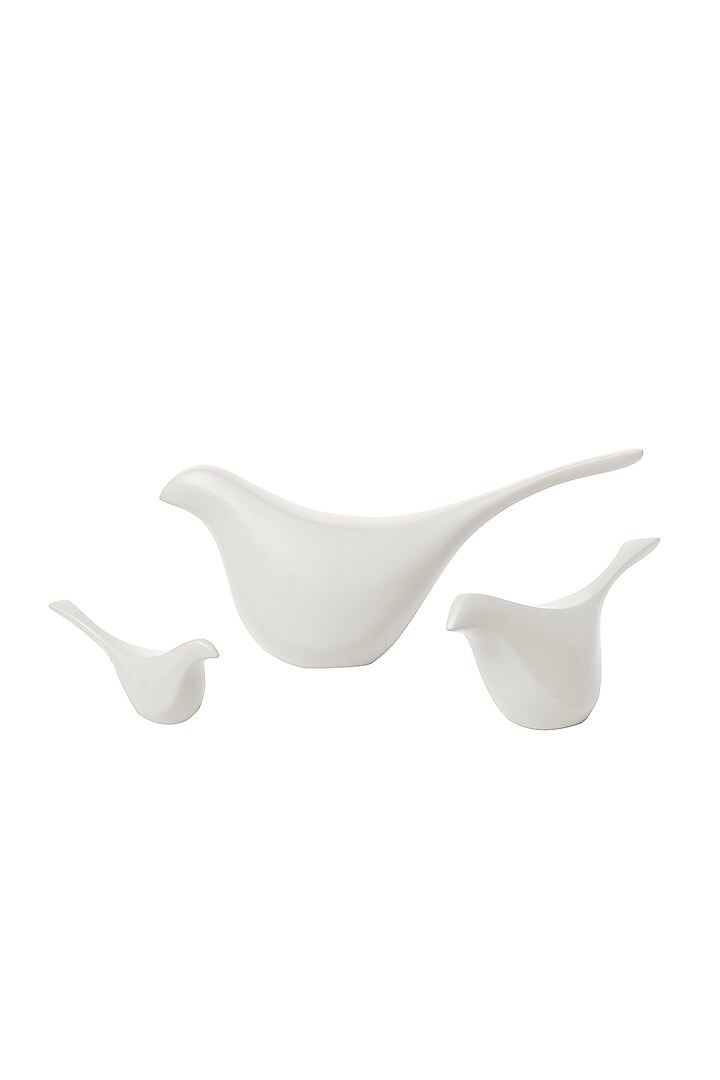 White Fiber & Polyresin Abstract Bird Sculptures (Set of 3) by H2H at Pernia's Pop Up Shop