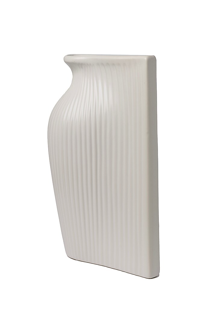 White Polyresin Fluid Rectangular Vase by H2H at Pernia's Pop Up Shop