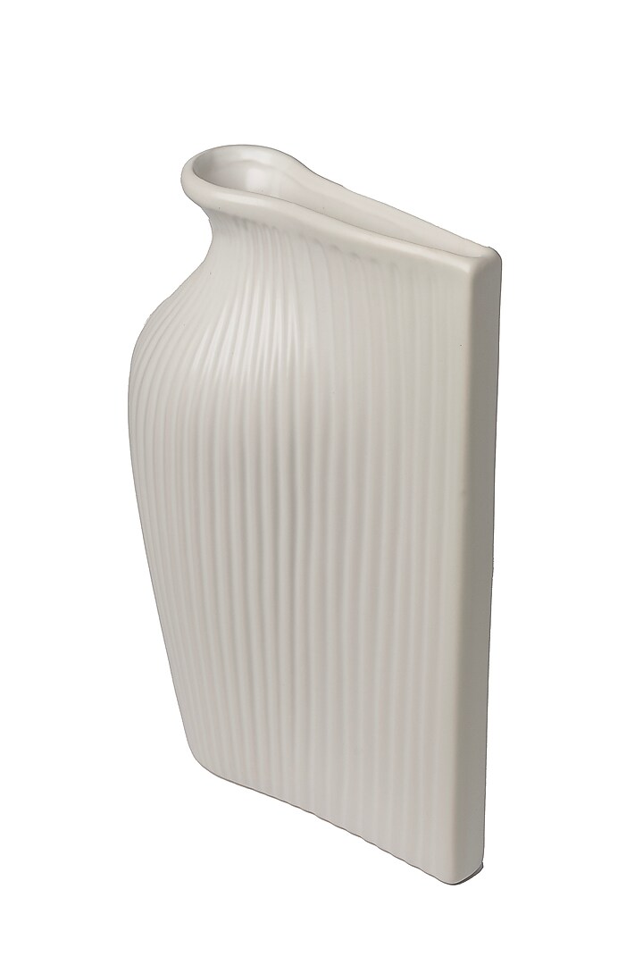White Polyresin Fluid Rectangular Vase by H2H at Pernia's Pop Up Shop