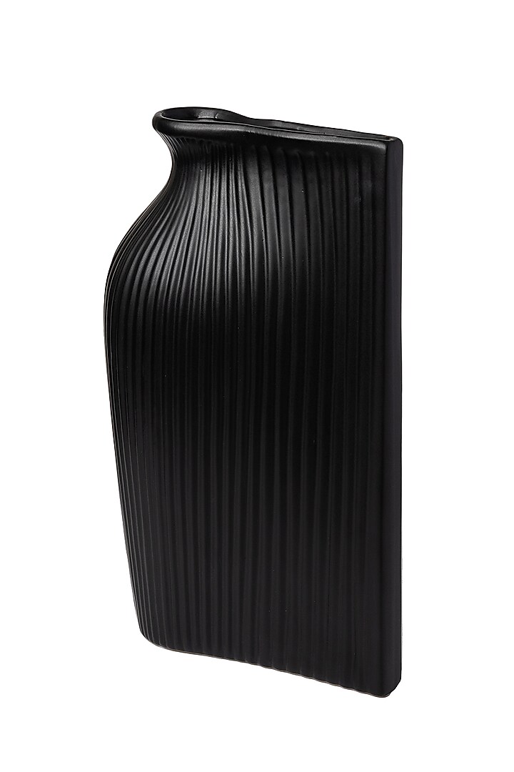 Black Polyresin Rectangular Fluid Vase by H2H at Pernia's Pop Up Shop