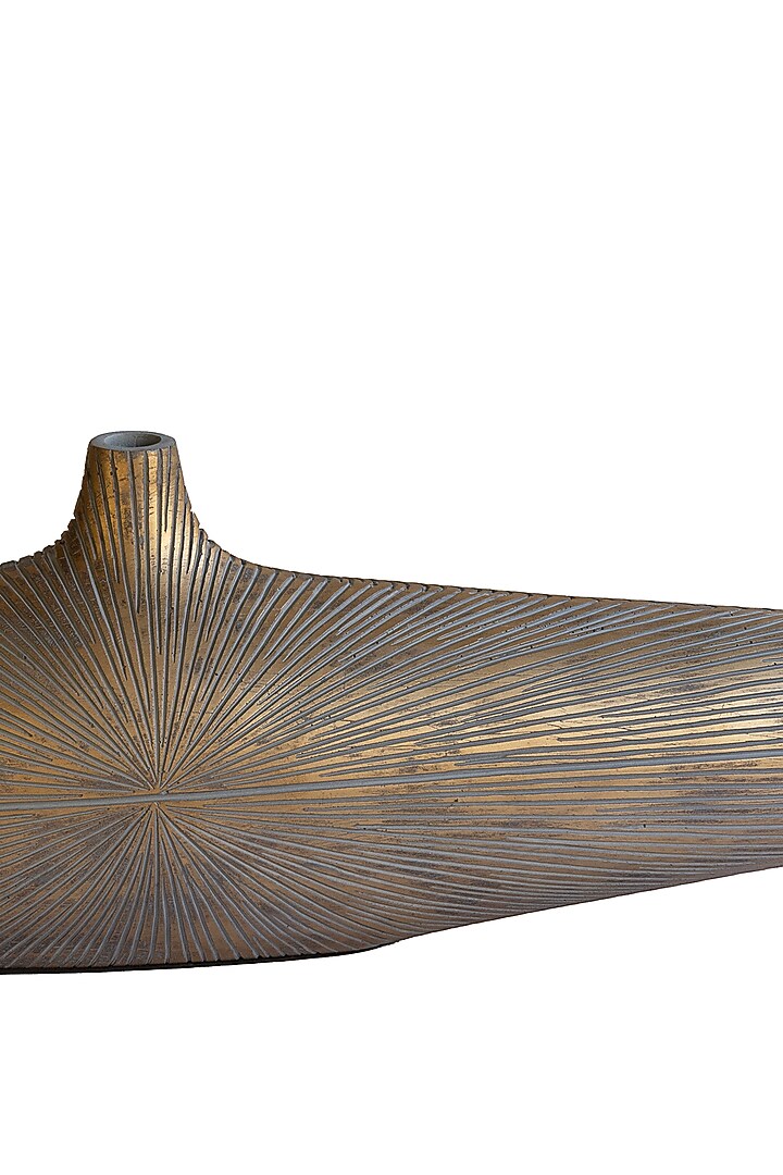 Grey & Gold Polyresin Flattened Vase by H2H at Pernia's Pop Up Shop