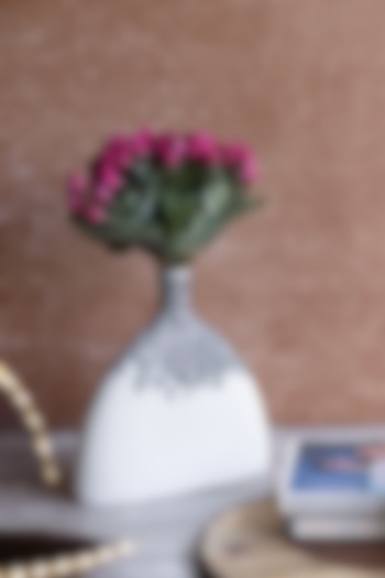 White Ceramic Flattened Funnel Vase by H2H at Pernia's Pop Up Shop