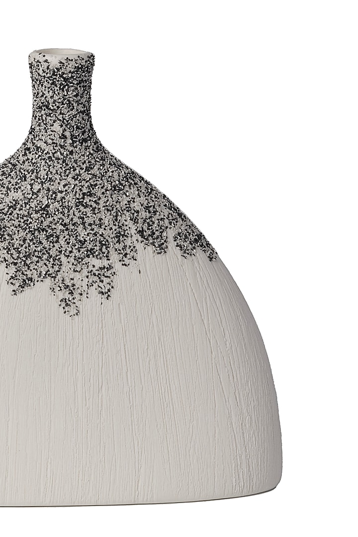 White Ceramic Flattened Funnel Vase by H2H at Pernia's Pop Up Shop