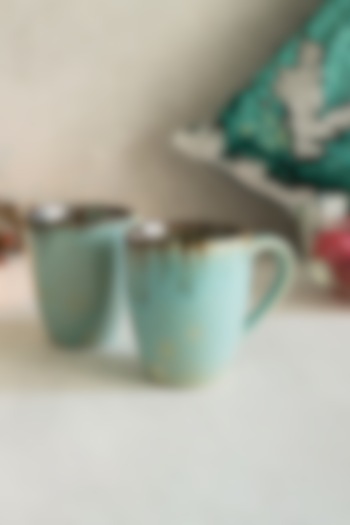 Light Blue & Ivory Ceramic Mugs (Set of 2) by H2H