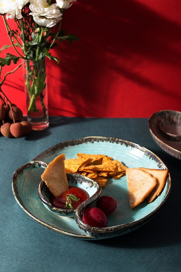 Cerulean Blue Ceramic Circular Platter by H2H at Pernia's Pop Up Shop