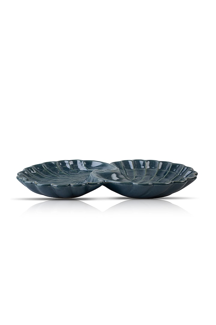 Blue Ceramic Platter With Open Pearl Shell Design by H2H at Pernia's Pop Up Shop