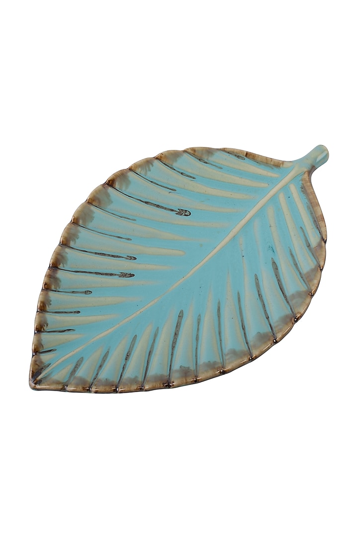 Cerulean Blue Ceramic Leaf Platter by H2H at Pernia's Pop Up Shop