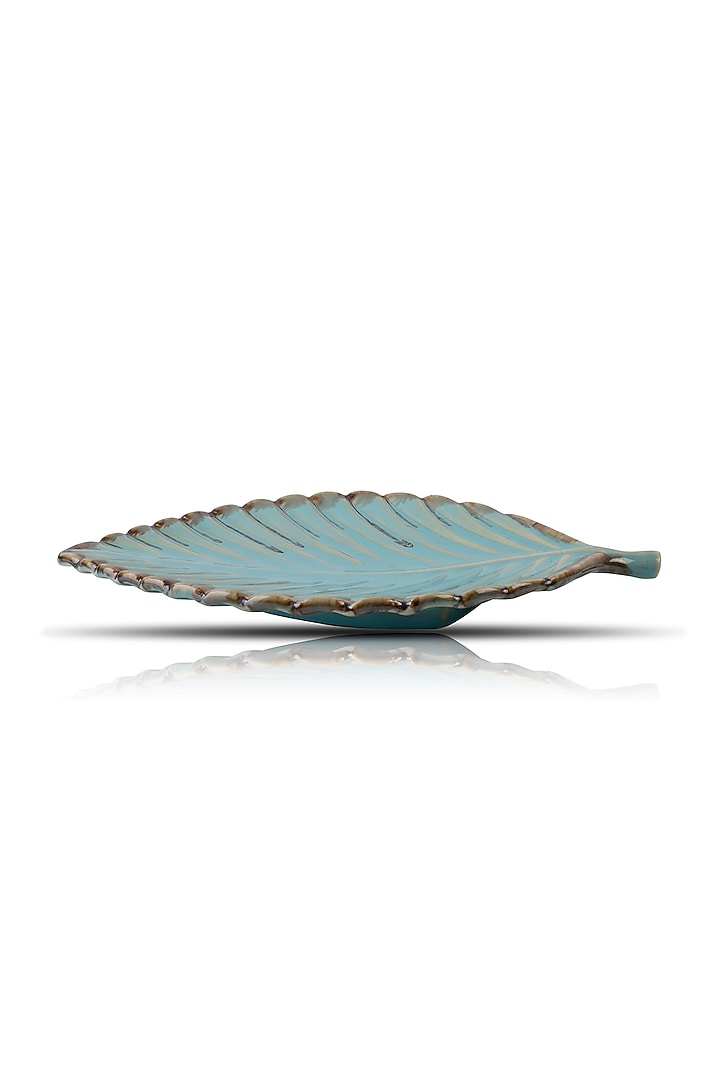 Cerulean Blue Ceramic Leaf Platter by H2H at Pernia's Pop Up Shop