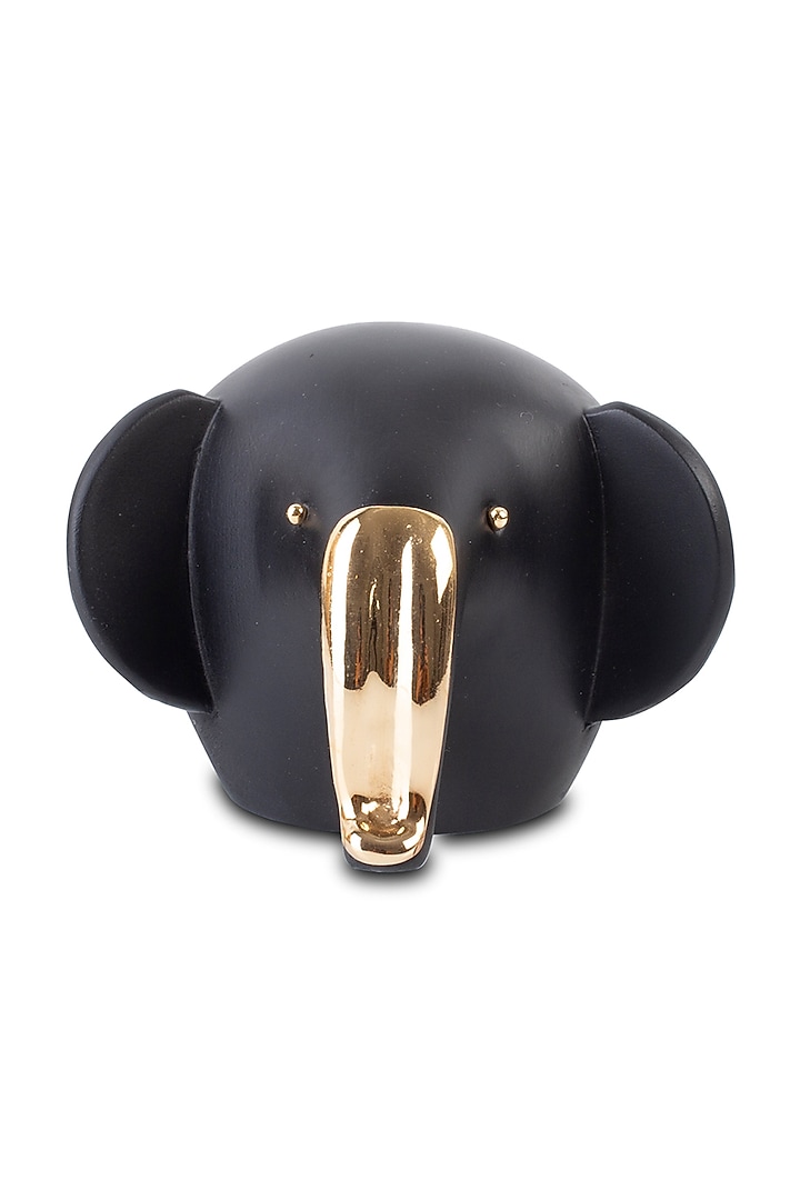 Black Handcrafted Fibre Elephant Sculpture (Set of 2) by H2H at Pernia's Pop Up Shop