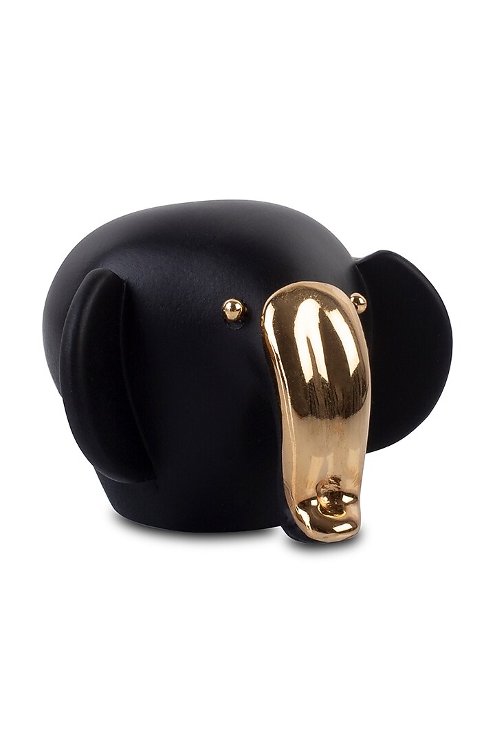 Black Handcrafted Fibre Elephant Sculpture (Set of 2) by H2H at Pernia's Pop Up Shop