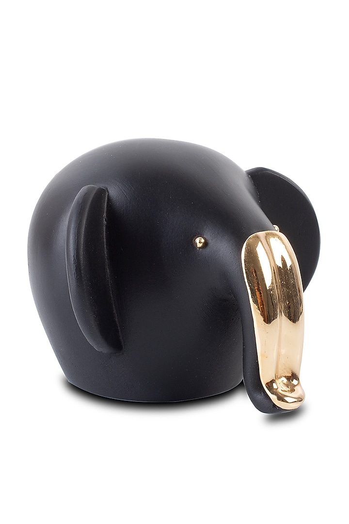 Black Handcrafted Fibre Elephant Sculpture (Set of 2) by H2H at Pernia's Pop Up Shop