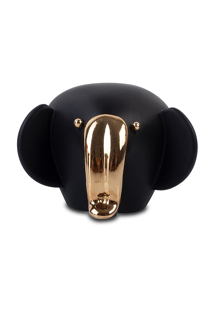 Black Handcrafted Fibre Elephant Sculpture (Set of 2) by H2H at Pernia's Pop Up Shop
