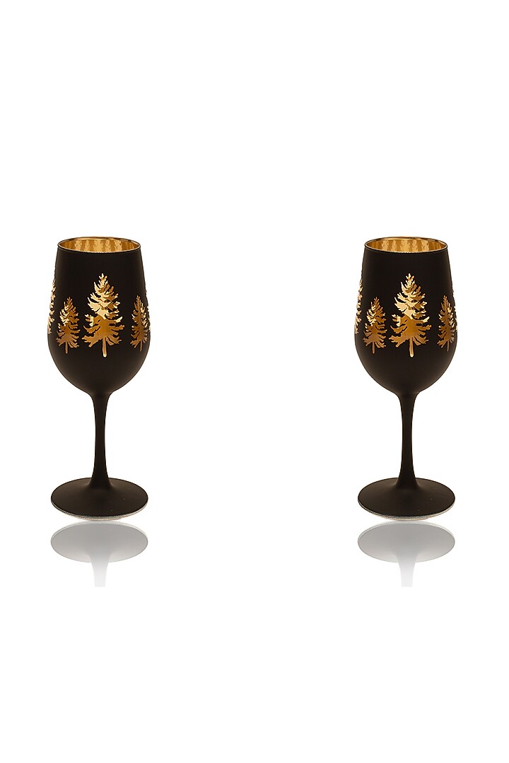 Black & Wine Glasses (Set of 2) by H2H at Pernia's Pop Up Shop