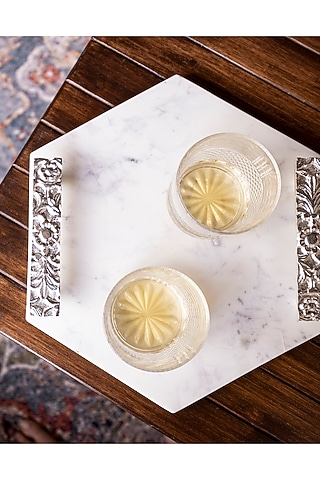 White Marble Hexagonal Tray by H2H