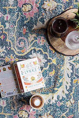 Teal Woven Cotton Digital Printed Rug by H2H
