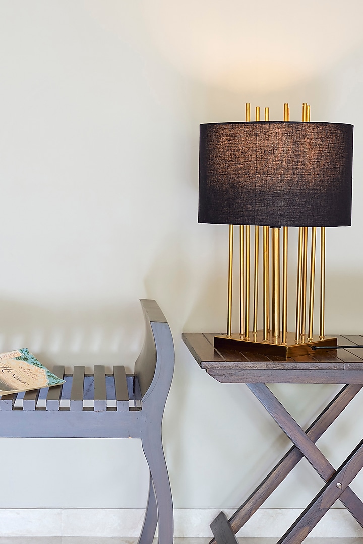 Black & Gold Stainless Steel Lamp by H2H at Pernia's Pop Up Shop