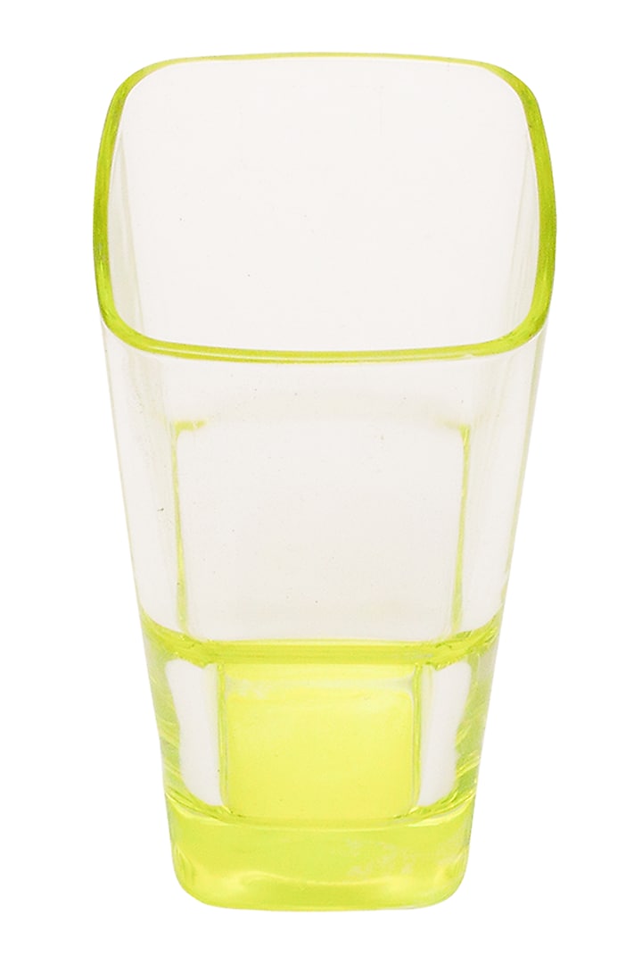 Squarish Clear Tall Glasses With Lemon Yellow Design (Set of 4) by H2H at Pernia's Pop Up Shop