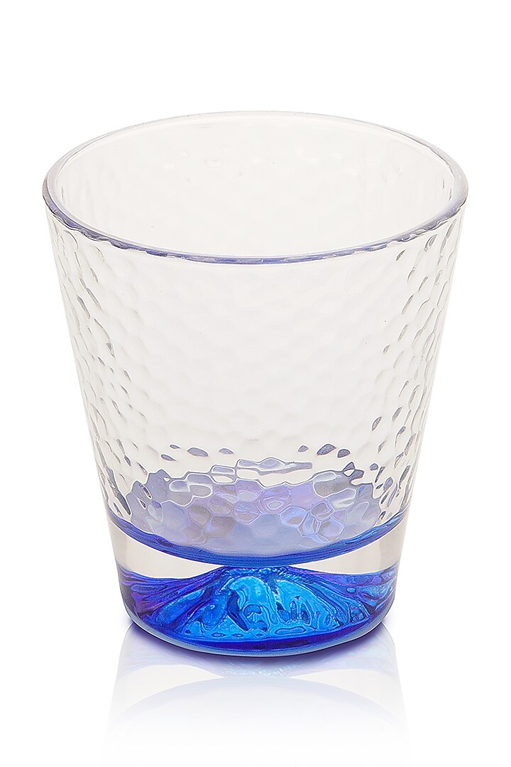 Glass Tumblers With Blue Coloured Base (Set of 4) by H2H at Pernia's Pop Up Shop