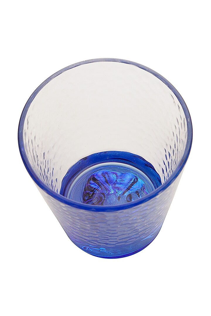 Glass Tumblers With Blue Coloured Base (Set of 4) by H2H at Pernia's Pop Up Shop