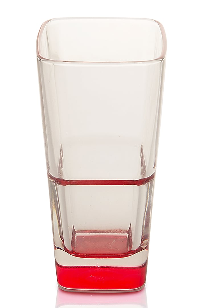 Squarish Clear Tall Glasses With Red Design (Set of 4) by H2H at Pernia's Pop Up Shop