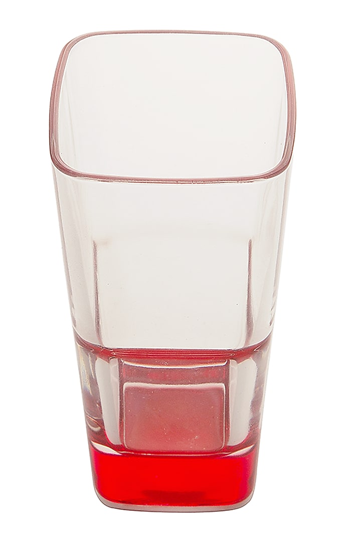 Squarish Clear Tall Glasses With Red Design (Set of 4) by H2H at Pernia's Pop Up Shop