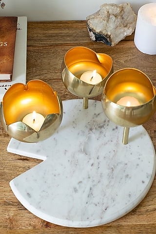 Gold Lotus Bud Shaped Candleholders by H2H