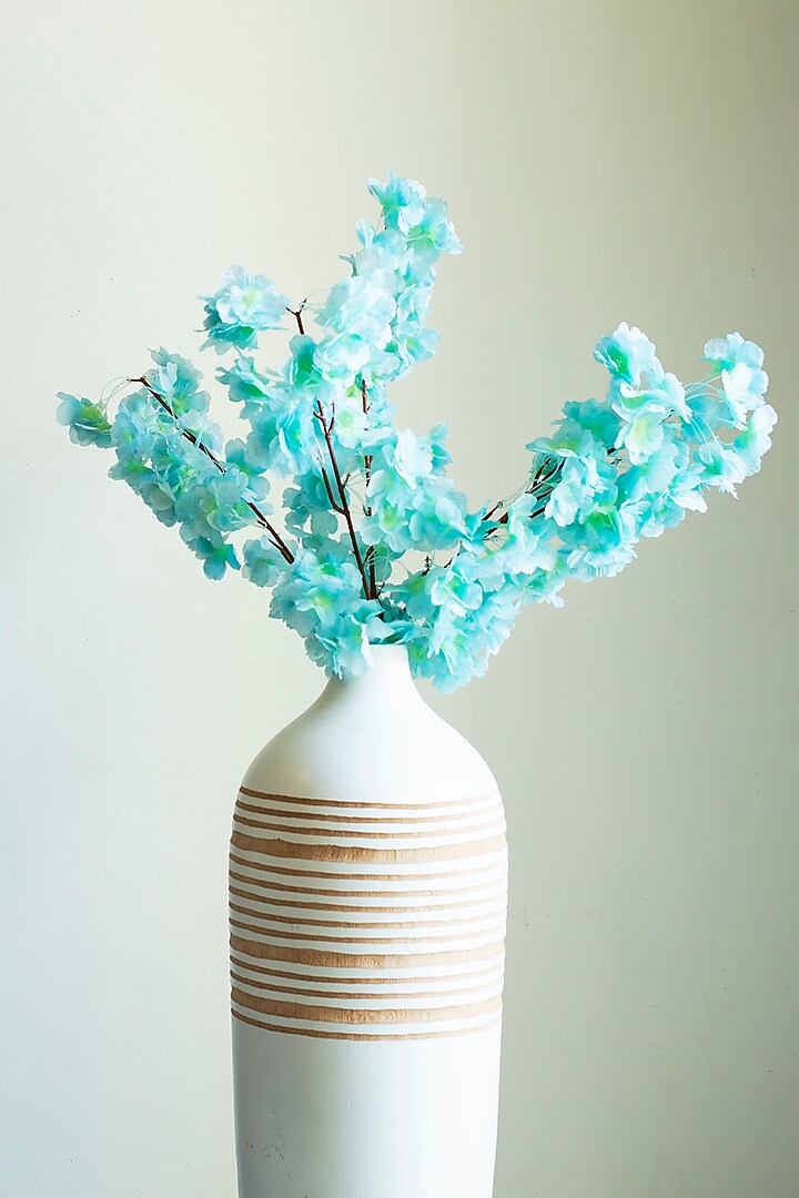 Sky Blue Faux Cherry Blossom Flower Stems (Set of 2) by H2H at Pernia's Pop Up Shop