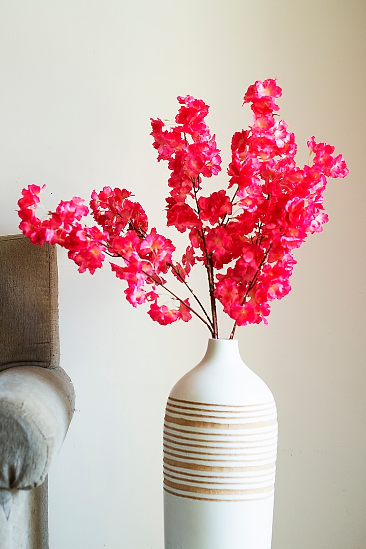 Fuchsia Faux Cherry Blossom Flower Stems (Set of 2) by H2H at Pernia's Pop Up Shop