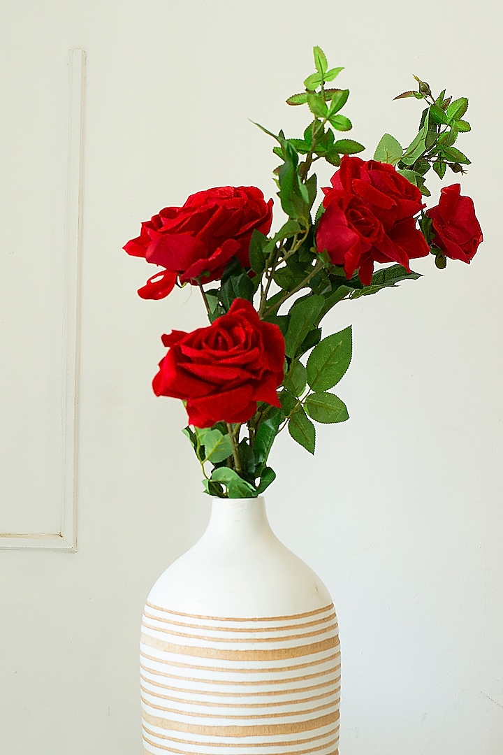 Red Rose Stems With 3 Roses Each (Set of 2) Design by H2H at