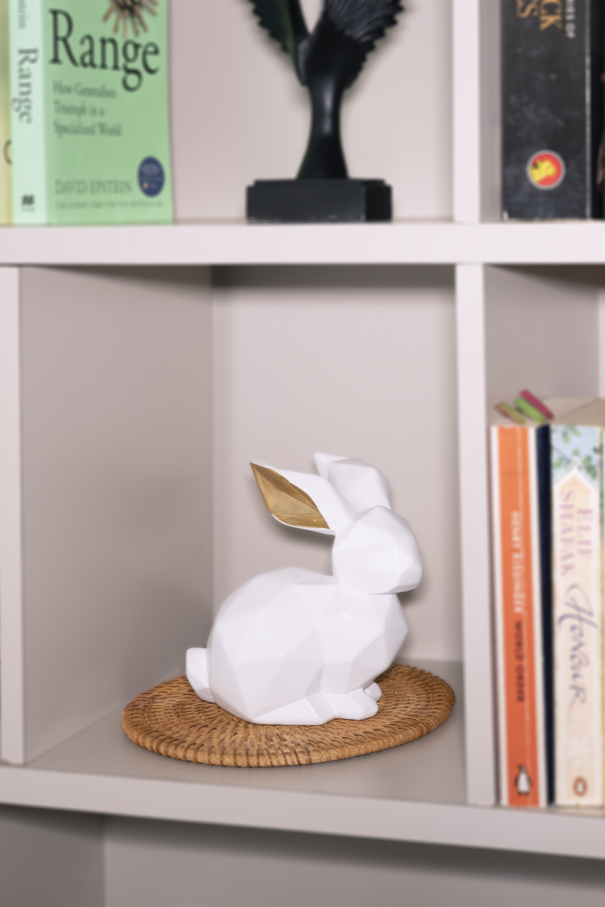 White Polyresin Abstract Rabbit Sculpture by H2H at Pernia's Pop Up Shop