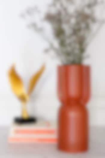 Red Tubular Shaped Ceramic Vase by H2H
