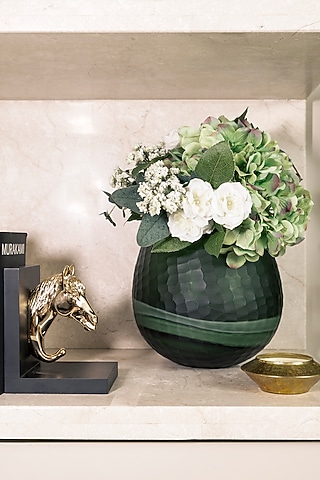 Green Ball Shaped Glass Vase by H2H
