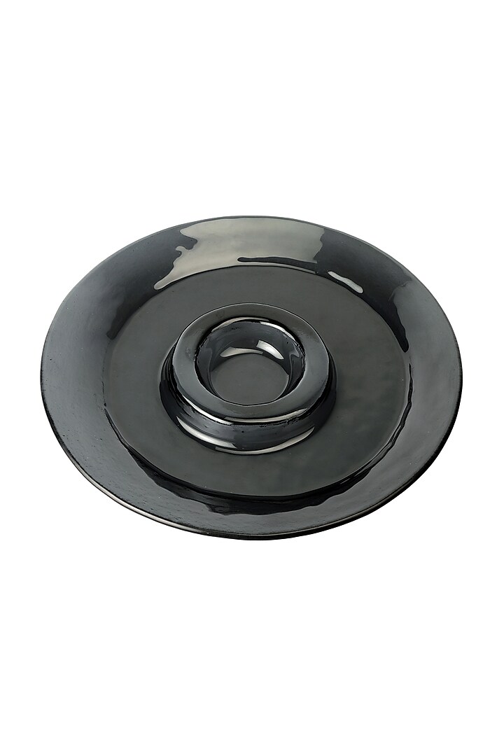 Black Glass Polo Serving Platter by H2H
