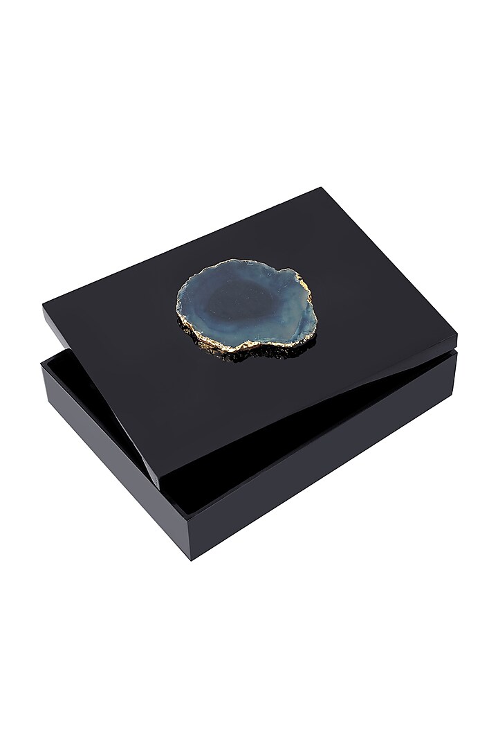 Black & Blue Acrylic Embellished Storage Box by H2H