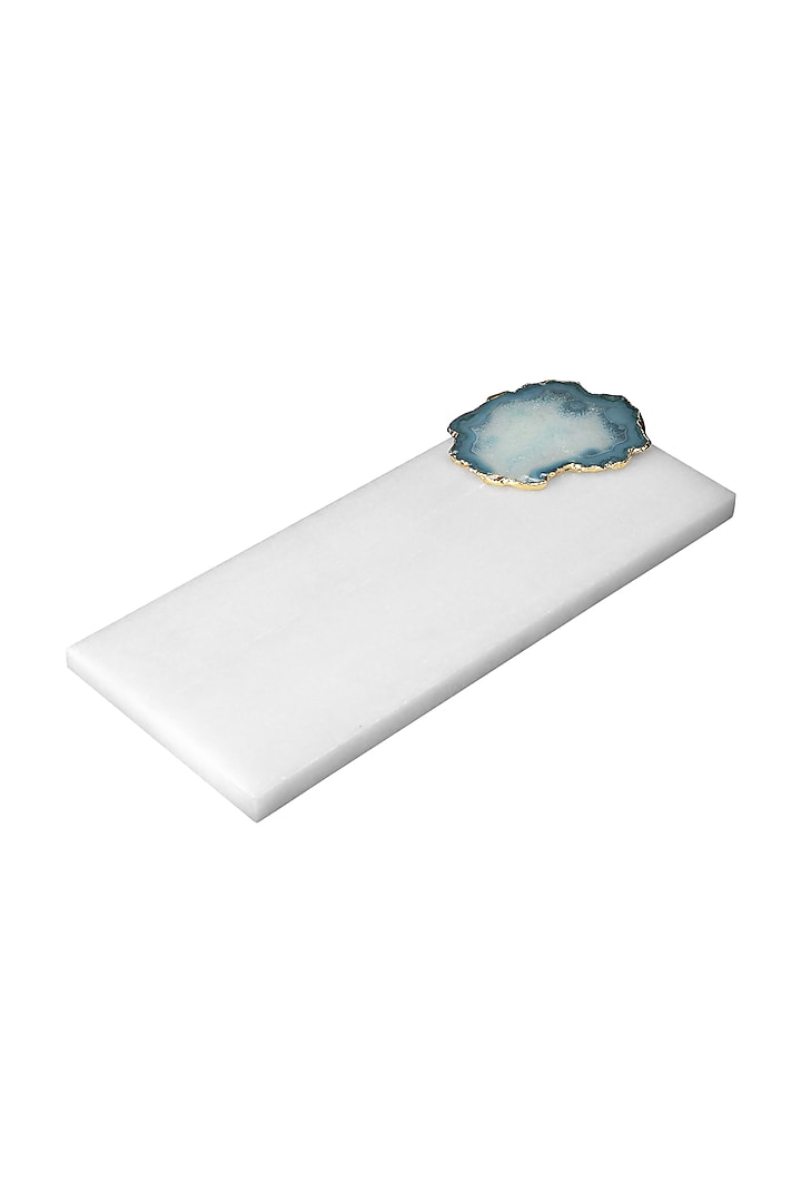 White & Blue Gold Plated Platter  by H2H