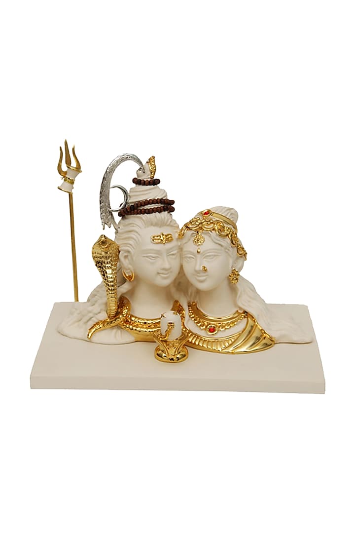 White & Gold Fibre Detailed Sculpture by H2H