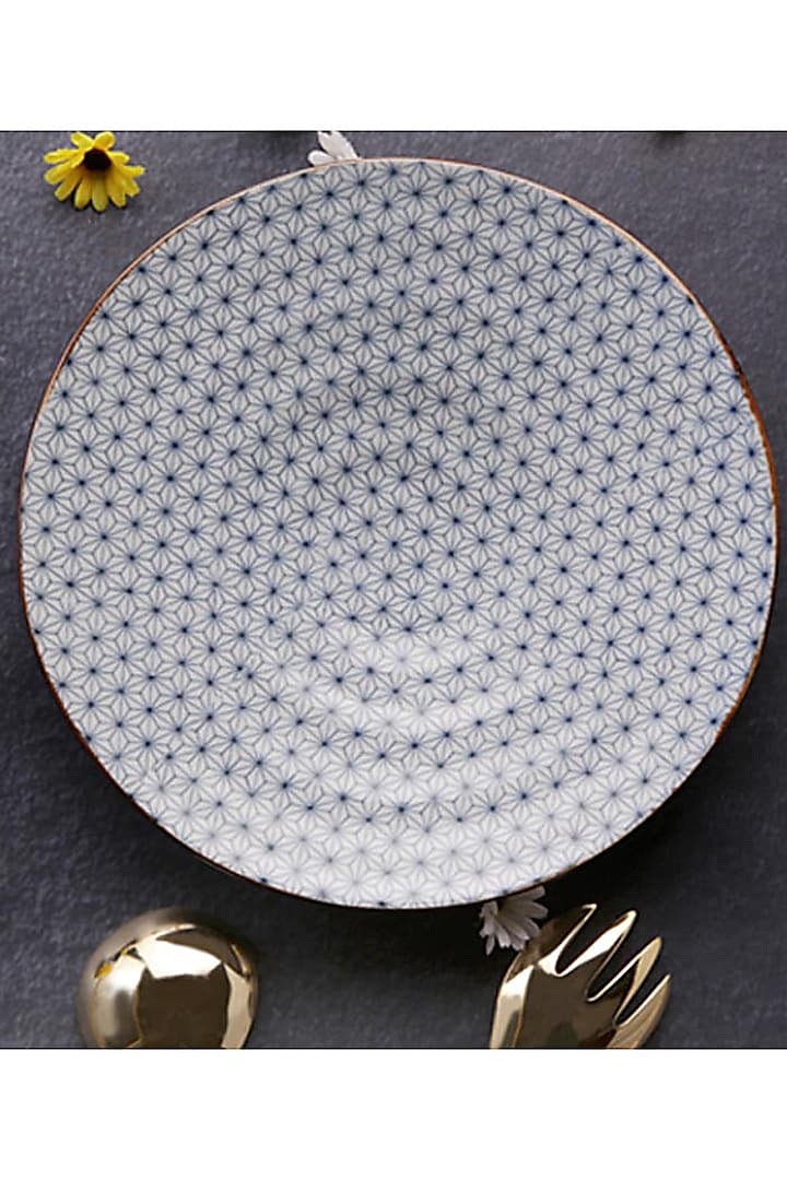 White & Blue Ceramic Dinner Plate by H2H at Pernia's Pop Up Shop