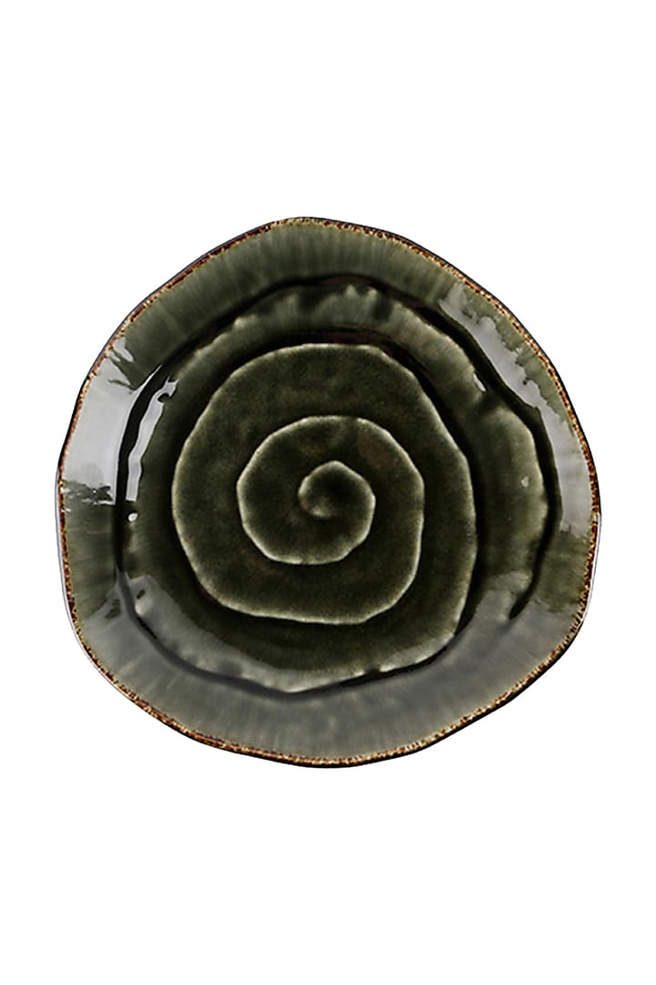 Green Ceramic Midori Spiral Plate by H2H