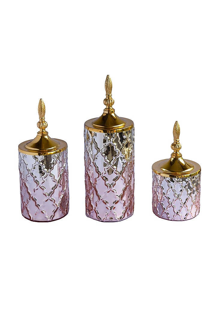Pink Glass Storage Jar (Set of 3) by H2H at Pernia's Pop Up Shop