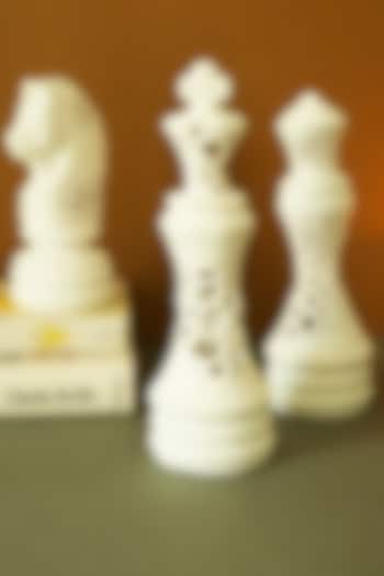 White Fibre Chess Pieces (Set of 3) by H2H at Pernia's Pop Up Shop