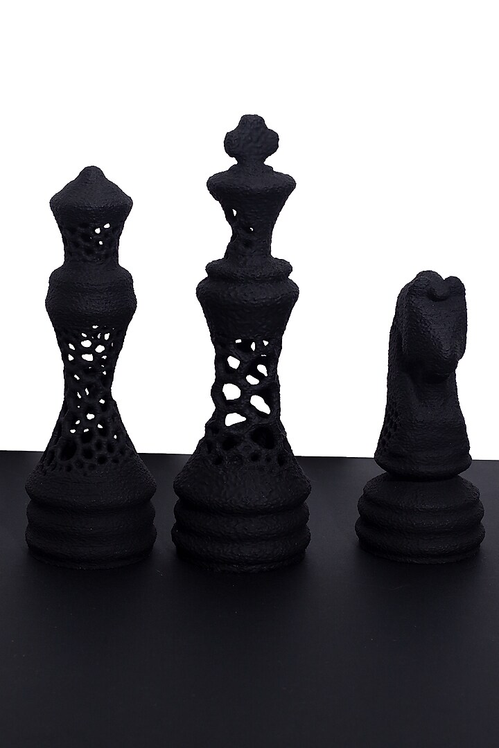 Black Fibre Chess Pieces (Set of 3) by H2H at Pernia's Pop Up Shop