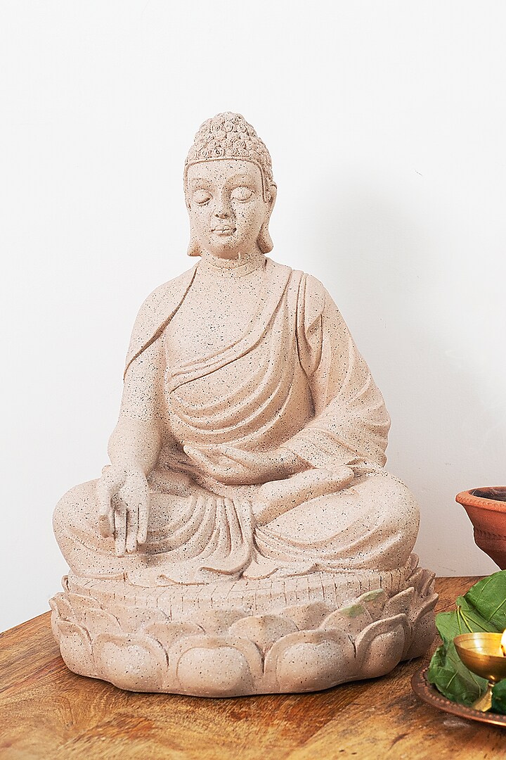 Beige Lotus Padmanasan Buddha Sculpture by H2H at Pernia's Pop Up Shop
