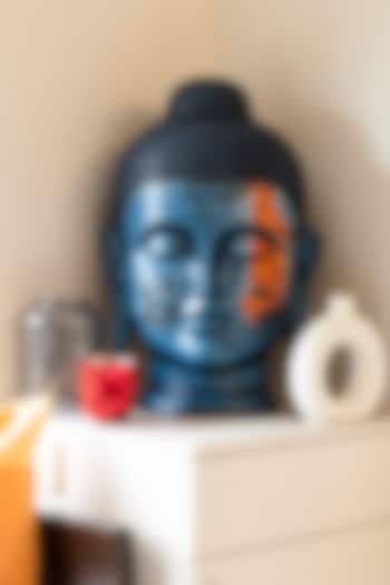 Blue Zen Art Buddha Face Sculpture by H2H