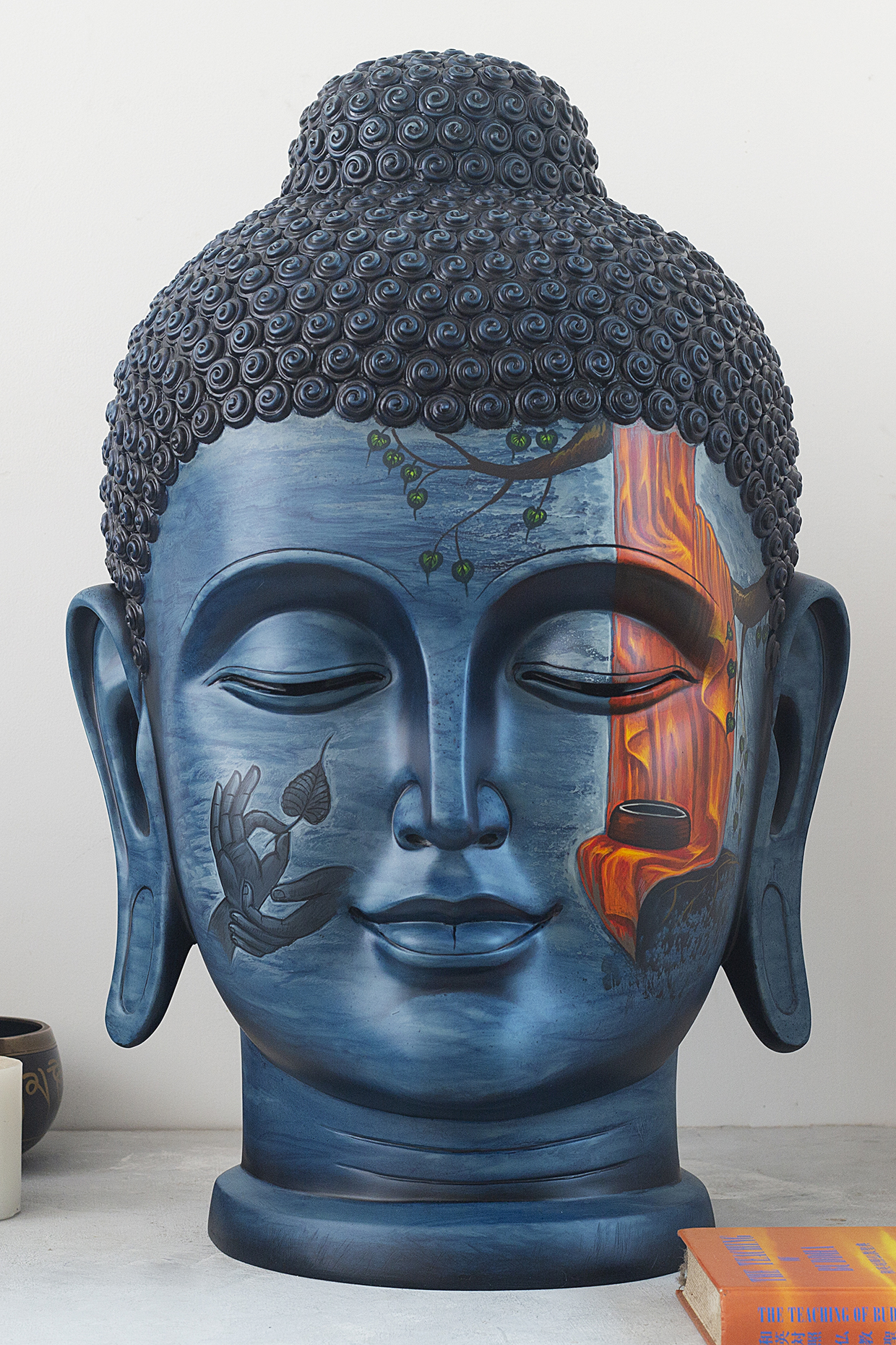Blue Zen Art Buddha Face Sculpture Design by H2H at Pernia s Pop