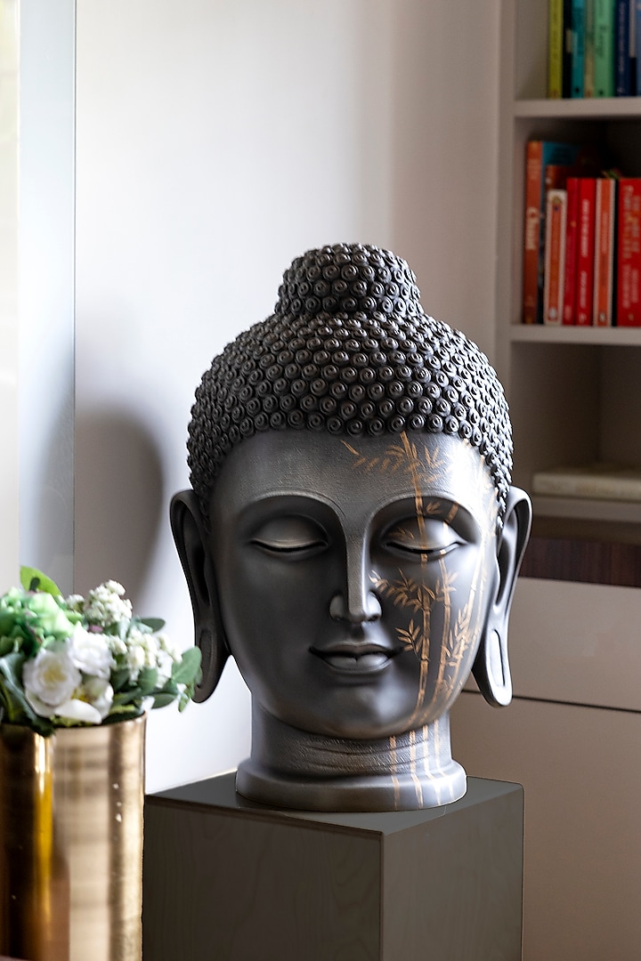 Grey Zen Art Buddha Face Sculpture by H2H